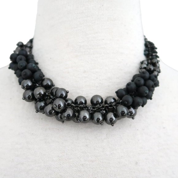 LIA SOPHIA Inked Blackout Necklace shiny & matte black beads - Picture 2 of 4